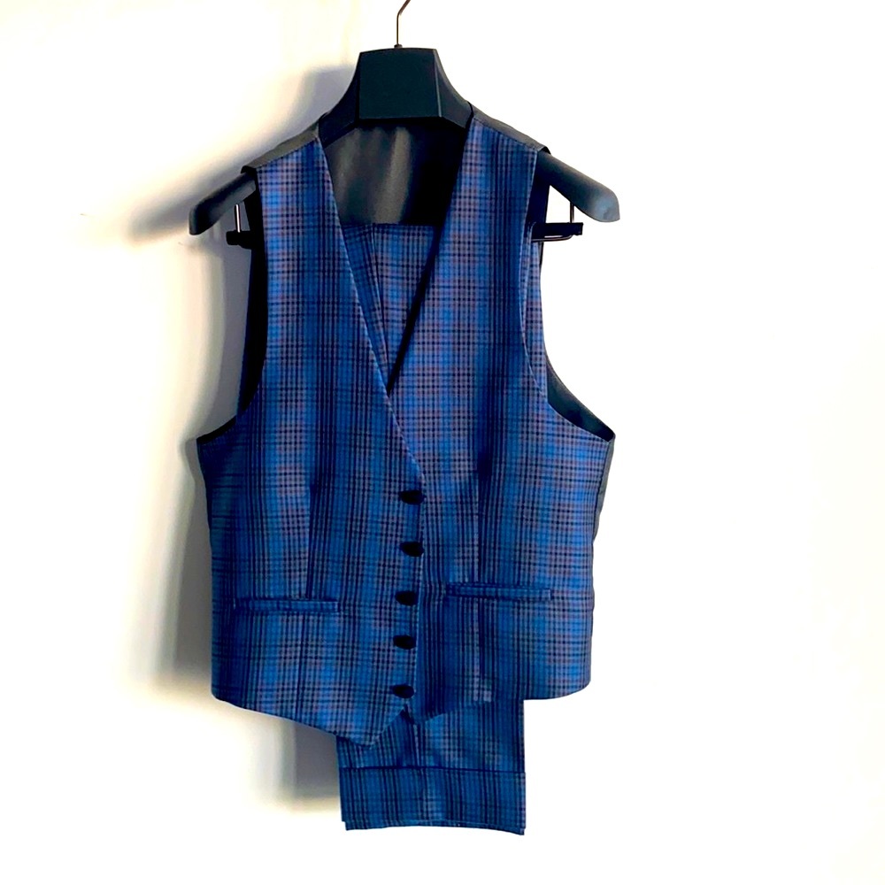 $1,295 3P Bespoke Custom Suede Collar Suit 48R - Picture 8 of 16